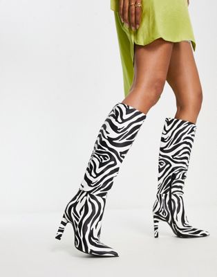 Cancun knee high boots in zebra