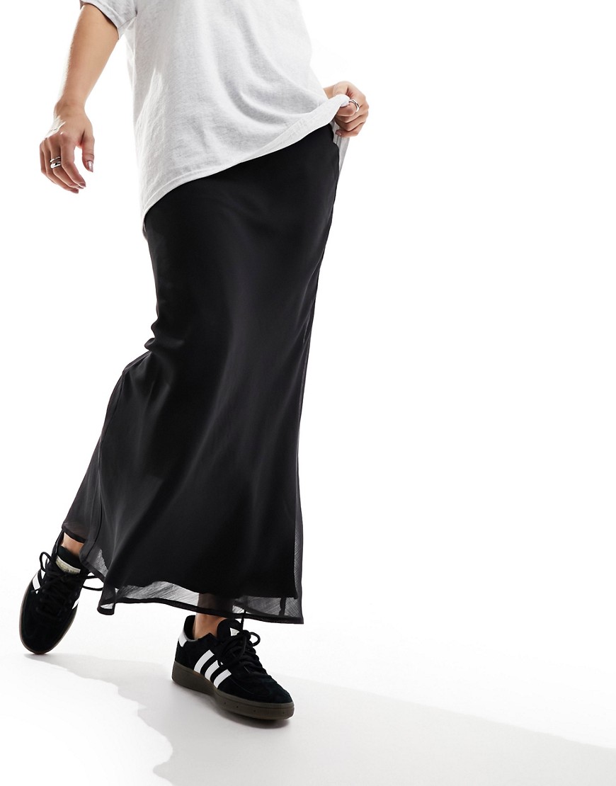 ASOS DESIGN chiffon bias maxi skirt in black