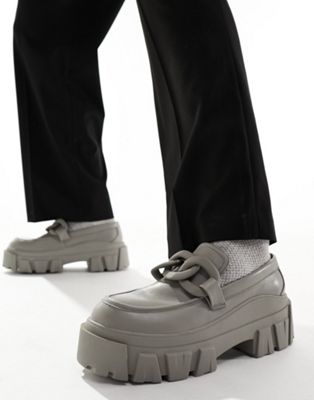 chunky loafers in grey with chain
