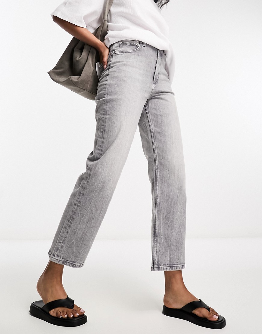 ASOS DESIGN cropped easy straight jeans grey