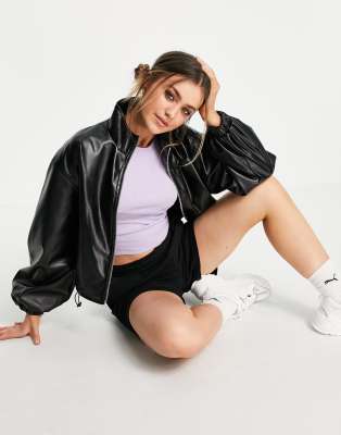 Cropped faux leather zip through jacket in black - Click1Get2 On Sale&set=par&sort_by=highest Price