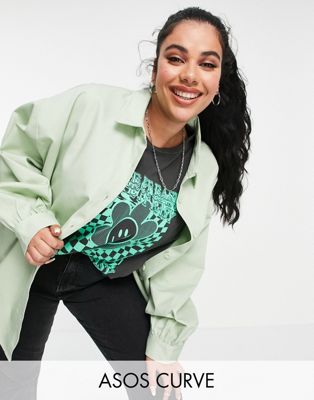 Curve oversized shacket in mint - Click1Get2 Black Friday