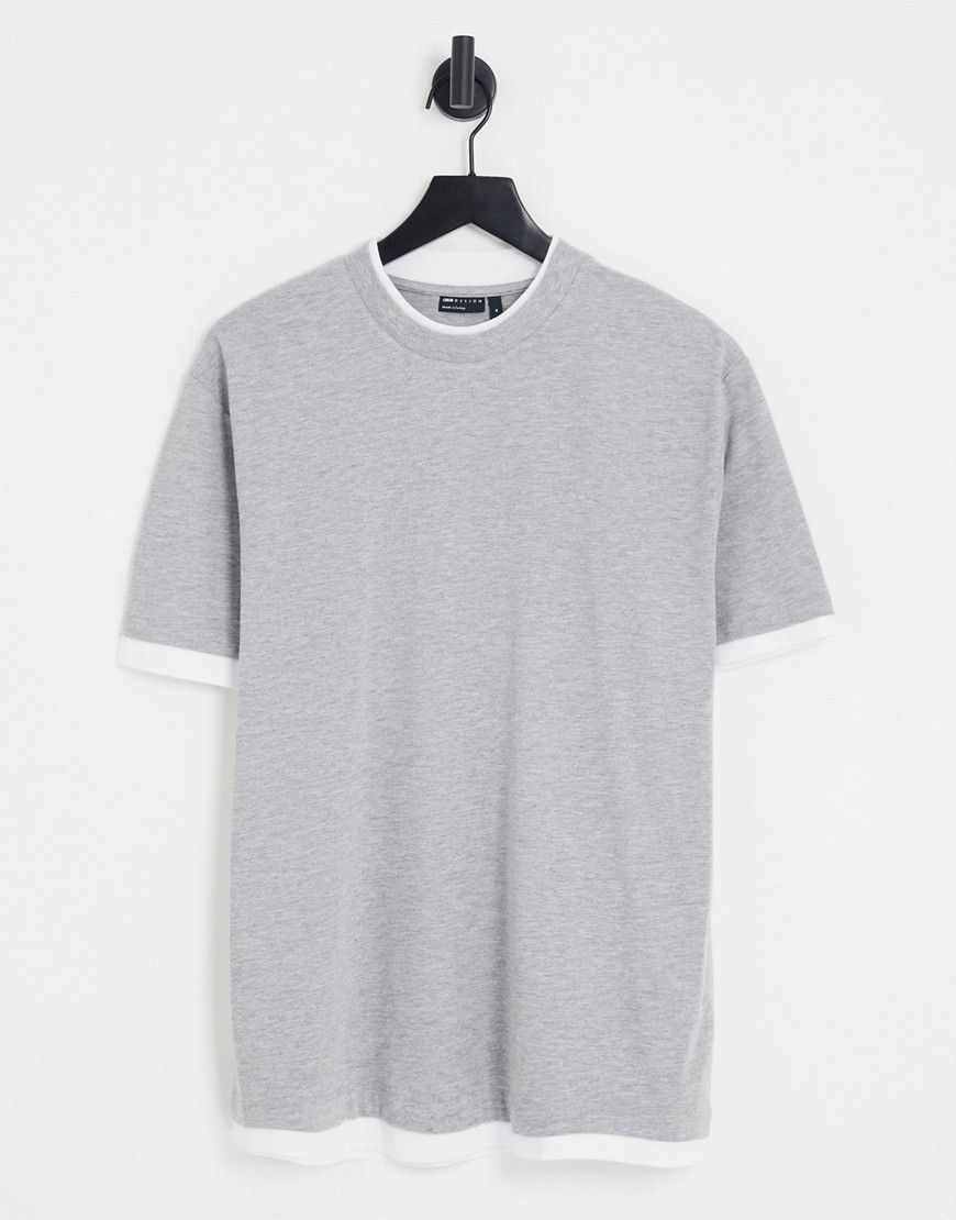 ASOS DESIGN double layer t-shirt in grey marl