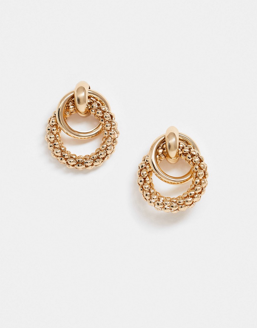 ASOS DESIGN earrings with textured link design in gold tone