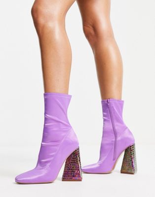 Edison triangular heel sock boots in lilac