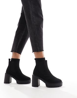 Elma heeled chunky chelsea boots in black