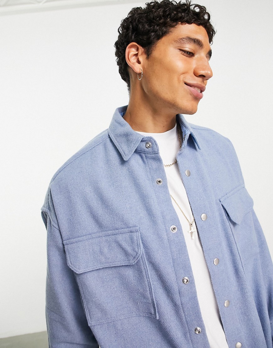 ASOS DESIGN extreme oversized wool mix shirt in dusty blue
