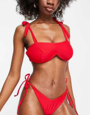 Asos Design Fuller Bust Exclusive Czerwona G Ra Od Bikini Z Fiszbin