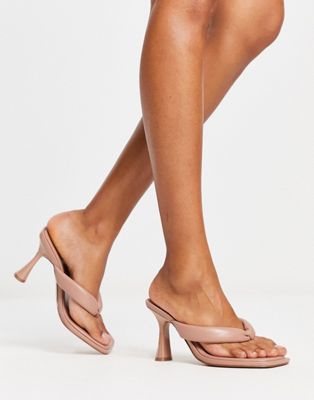 Halle padded toe thong heeled sandals in beige