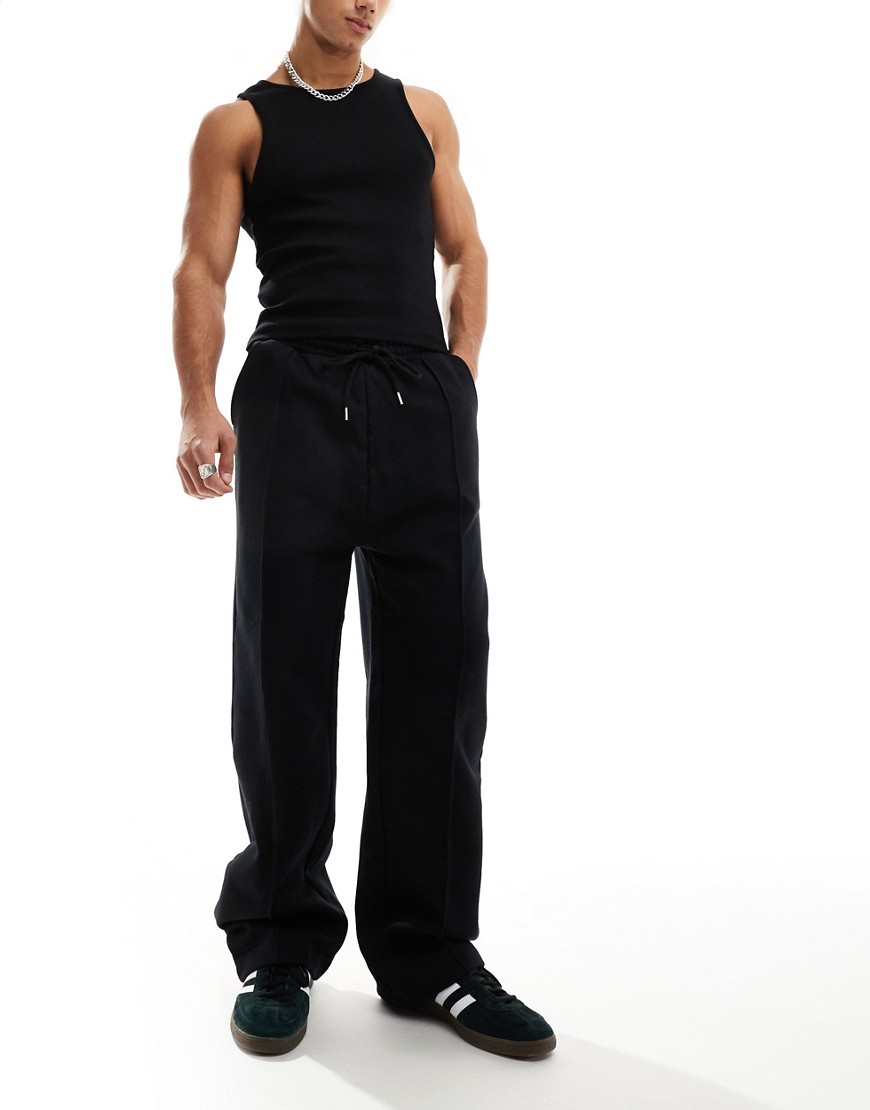 ASOS DESIGN heavyweight oversized wide leg joggers in black