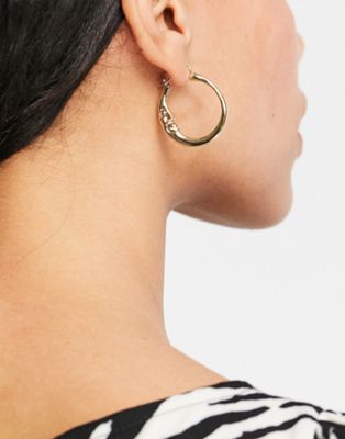 Hoop earrings in moon design in gold tone - Click1Get2 Price Drop