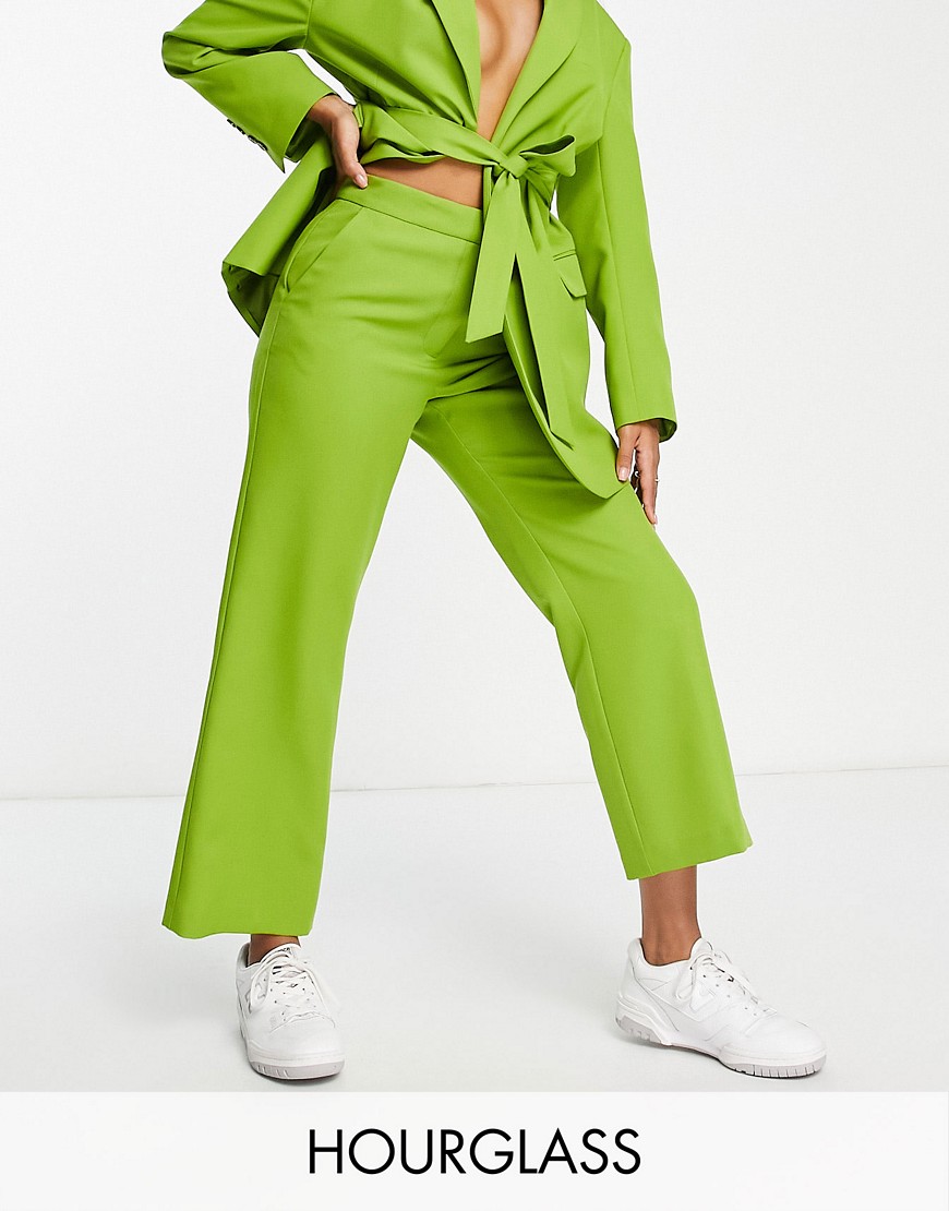 ASOS DESIGN hourglass straight ankle suit trouser in olive-Green