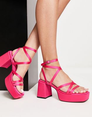 Hutton strappy platform heeled sandals in pink