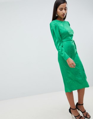 green jacquard dress