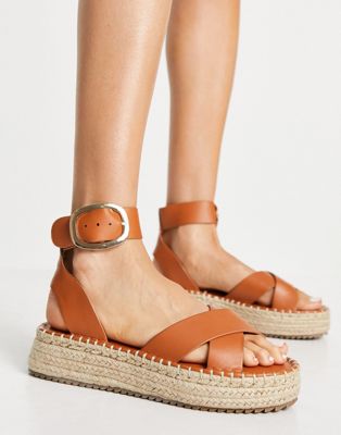 Justice flatform espadrille sandals in tan