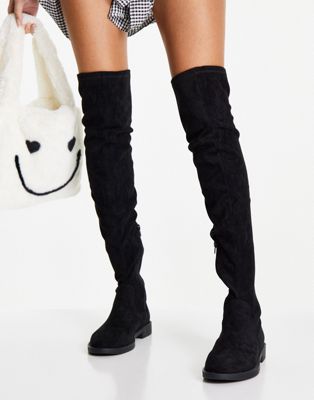 Kalani over the knee boots in black micro