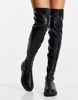 Kally flat over the knee boots in black