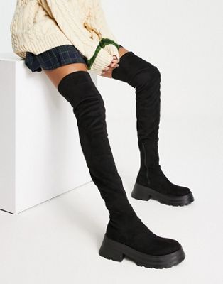 Kingsley over the knee boot in black micro