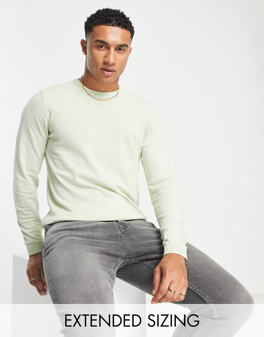 ASOS DESIGN knitted cotton jumper in green