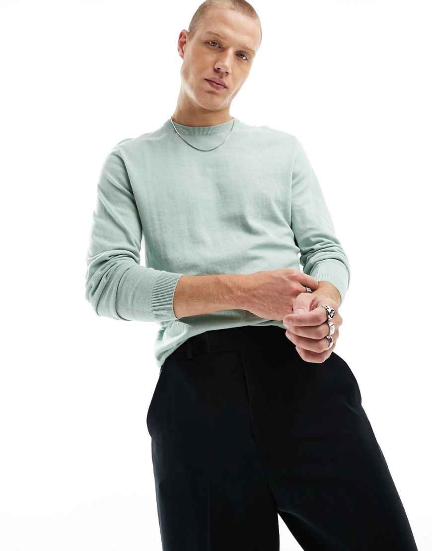 ASOS DESIGN knitted essential crew neck jumper in green