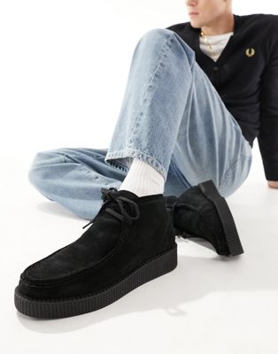 lace up boot with creeper sole  in suede