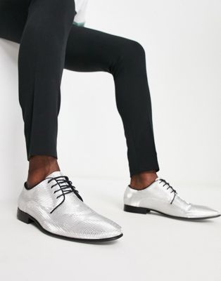 lace up shoes in silver