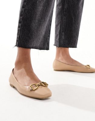 Leighton square toe ballet flats in beige