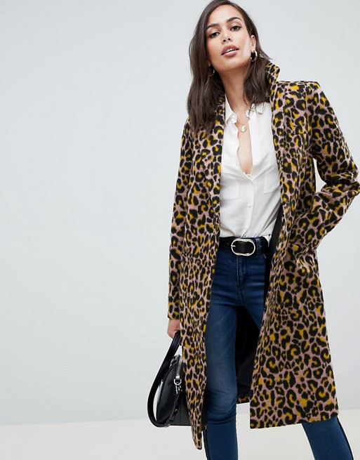 ASOS DESIGN leopard coat