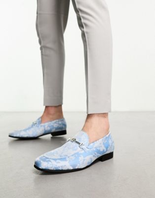 loafers in blue floral print
