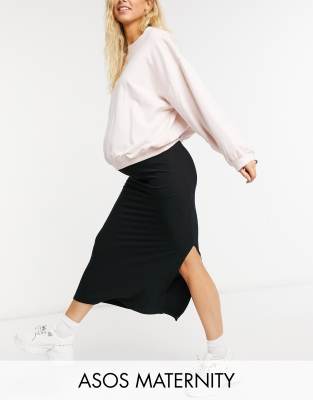 Maternity bias cut jersey midi slip skirt with split in black - Click1Get2 Hot Best Offers&secure=symbol2&set=par&price_min=100&price_max=200&sale=mega Discount