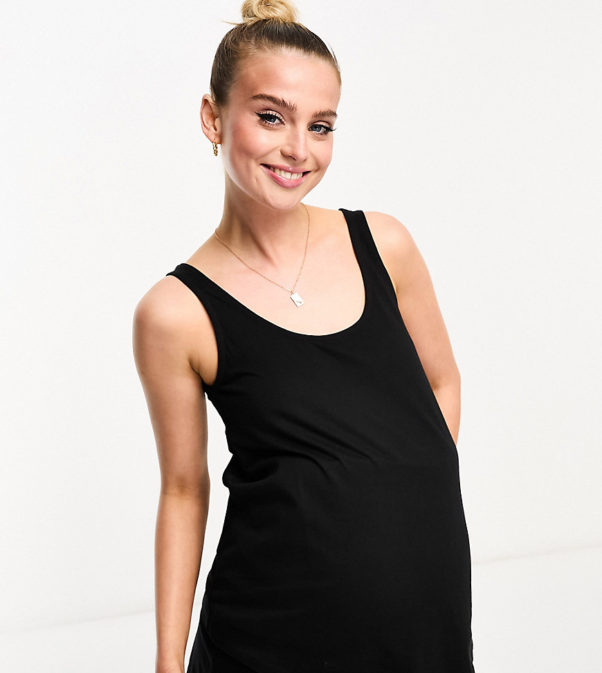 ASOS DESIGN Maternity exclusive mix & match cotton pyjama vest in black