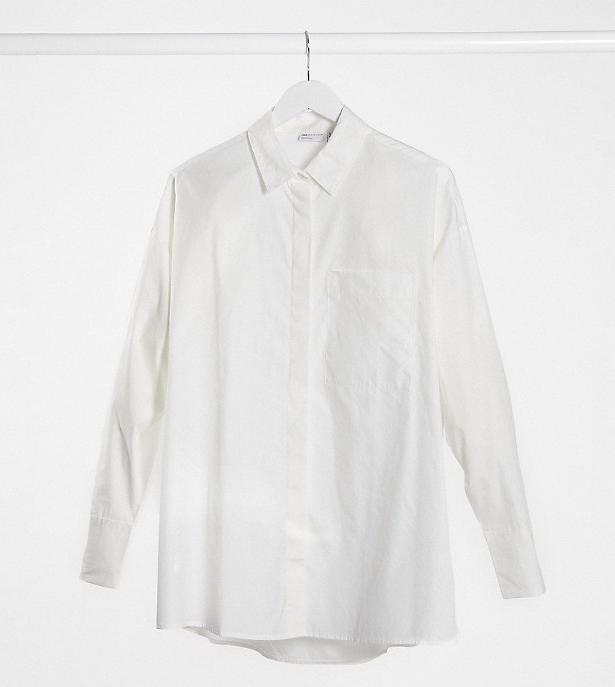 ASOS DESIGN Maternity long sleeve boyfriend shirt in cotton in white