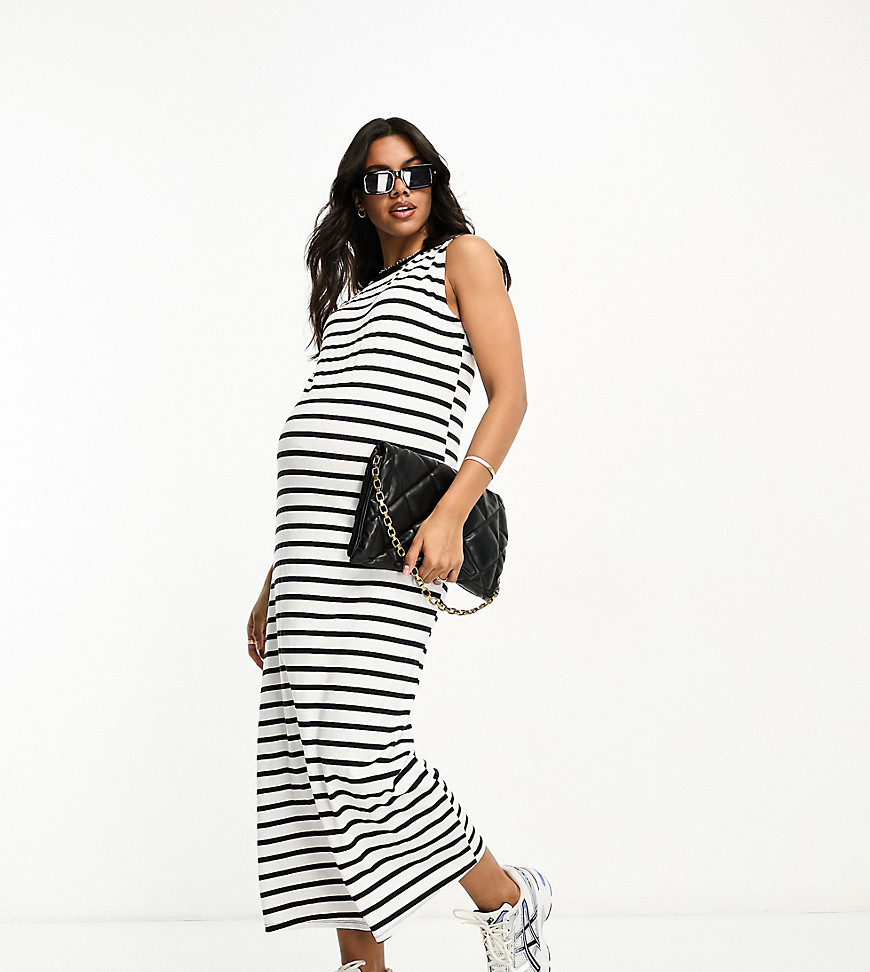 ASOS DESIGN Maternity sleeveless maxi dress in stripe-Multi