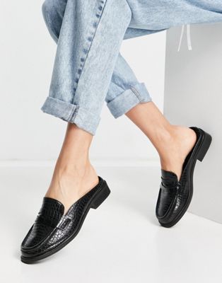 Maximal 90's mule loafers in black croc