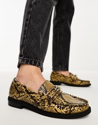 Melodic slim loafer with chain in snake