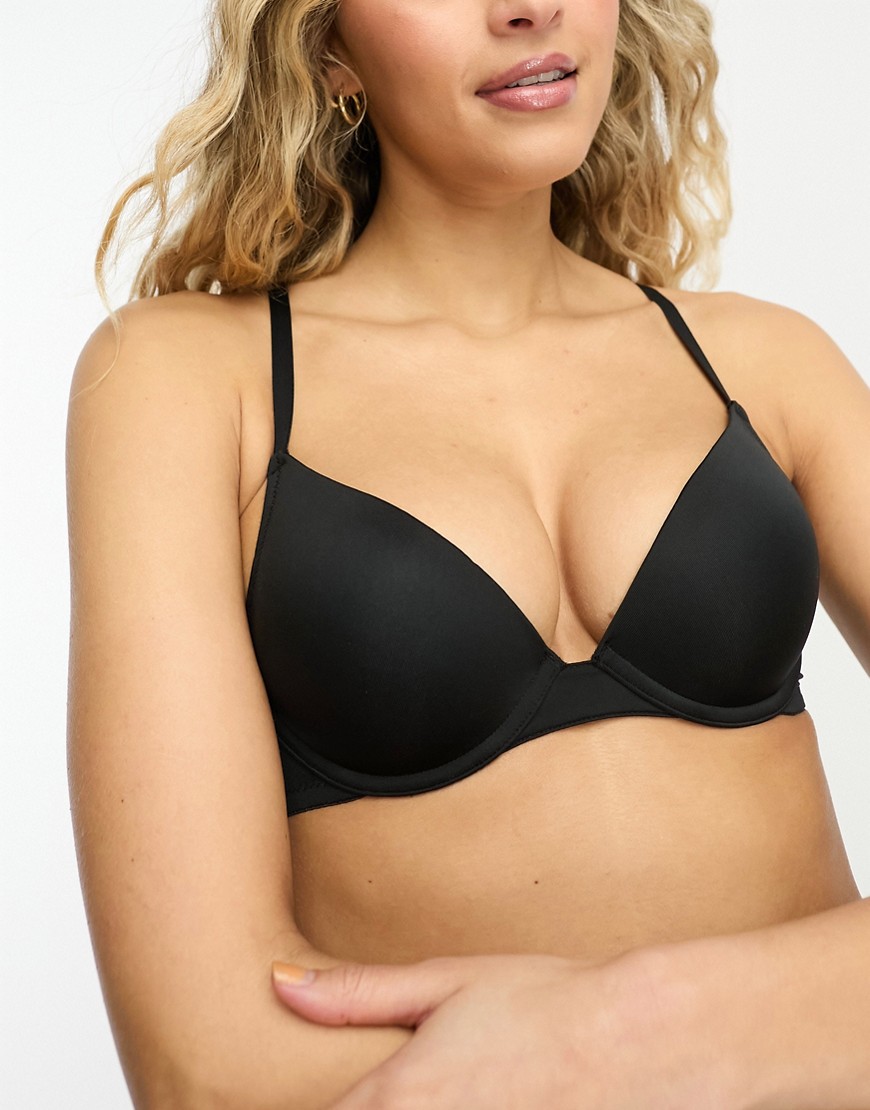 ASOS DESIGN microfibre moulded push-up bra in black