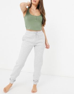 Mix & match soft pajama button down tank in khaki - Click1Get2 Offers