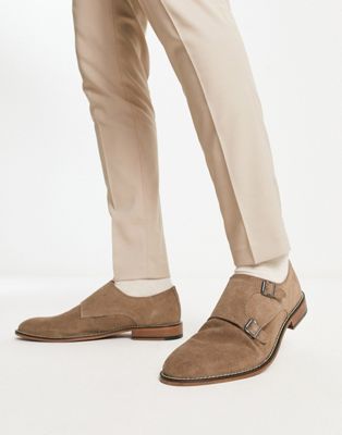 monk shoes in brown suede