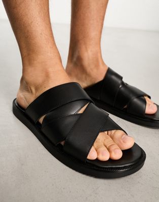 multi strap sandals in black
