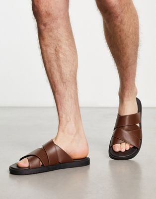 multi strap sandals in brown