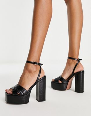 Nocturnal platform high heeled sandals in black