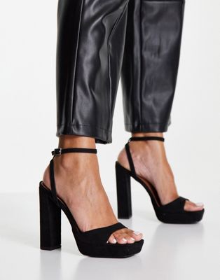 Noun platform barely there heeled sandals in black