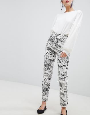 ASOS DESIGN Original Mom Jeans In Comic Print