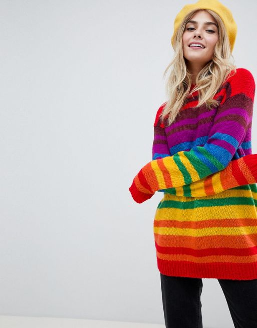 Image result for ASOS DESIGN oversized jumper in bright stripe