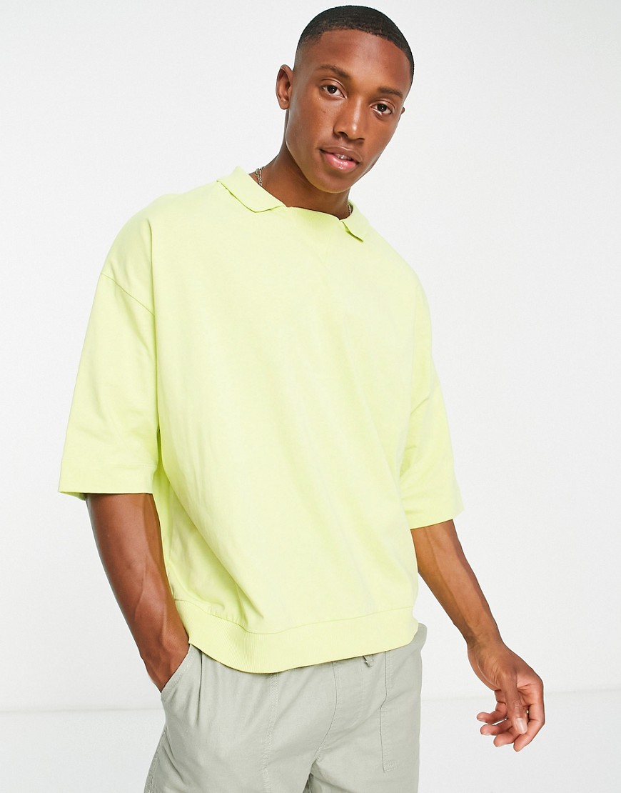 ASOS DESIGN oversized t-shirt with modesty triangle and rib hem in green