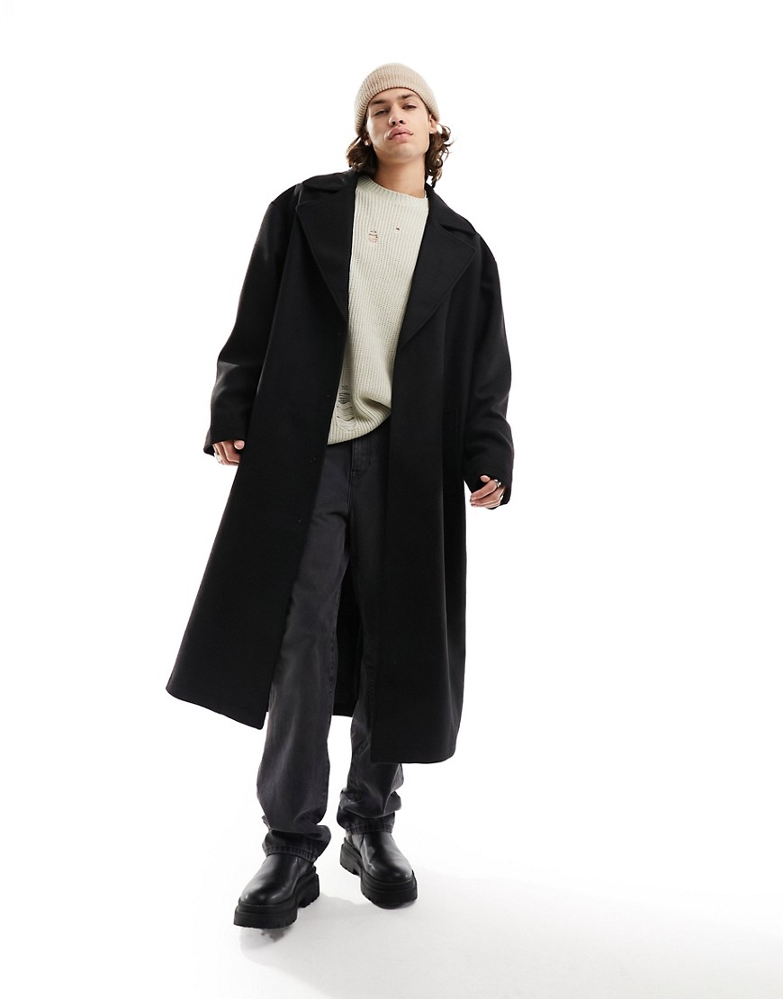 ASOS DESIGN oversized wool mix coat in black