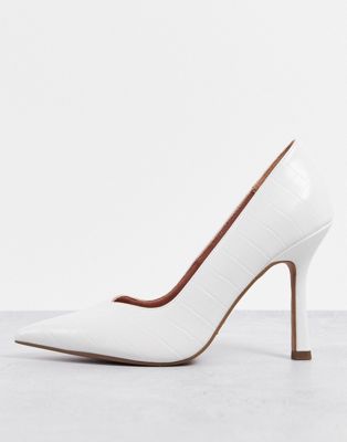 Pablo high heeled court shoes in white