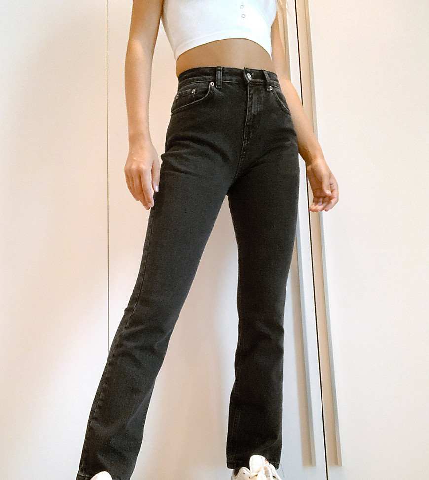 ASOS DESIGN Petite high rise ’70’s’ stretch flare jeans in washed black