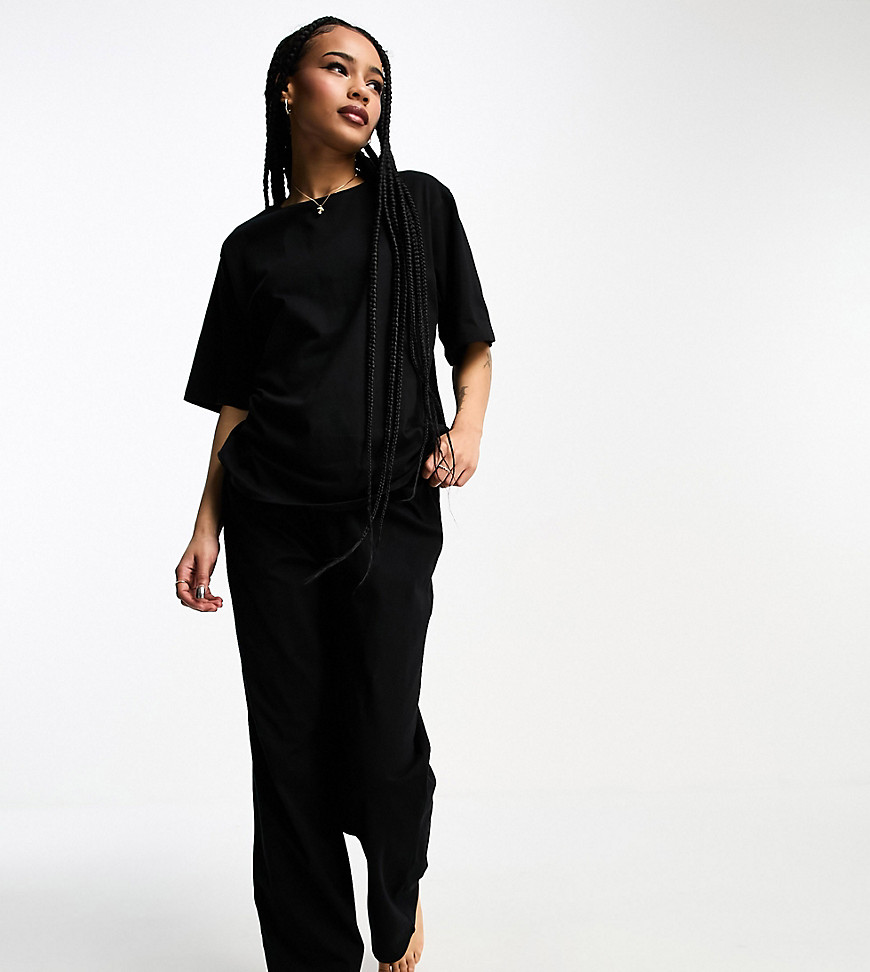 ASOS DESIGN Petite mix & match cotton pyjama trouser in black