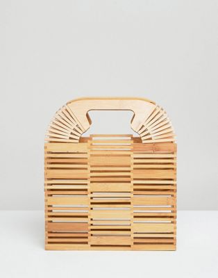 ASOS DESIGN – Pochette rigide carrée en bambou